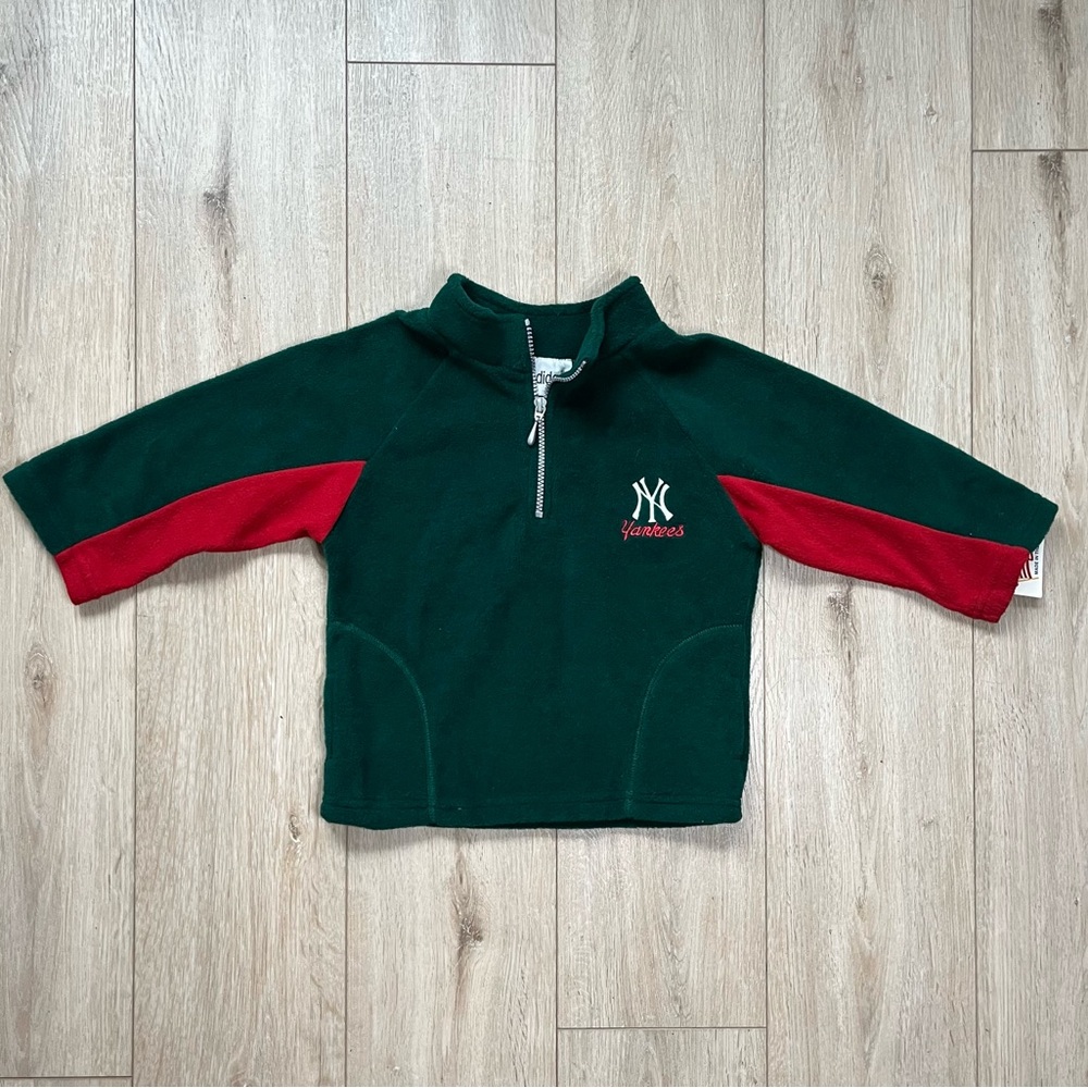 80’s adidas NY Yankees Quarter Zip Fleece Pullover